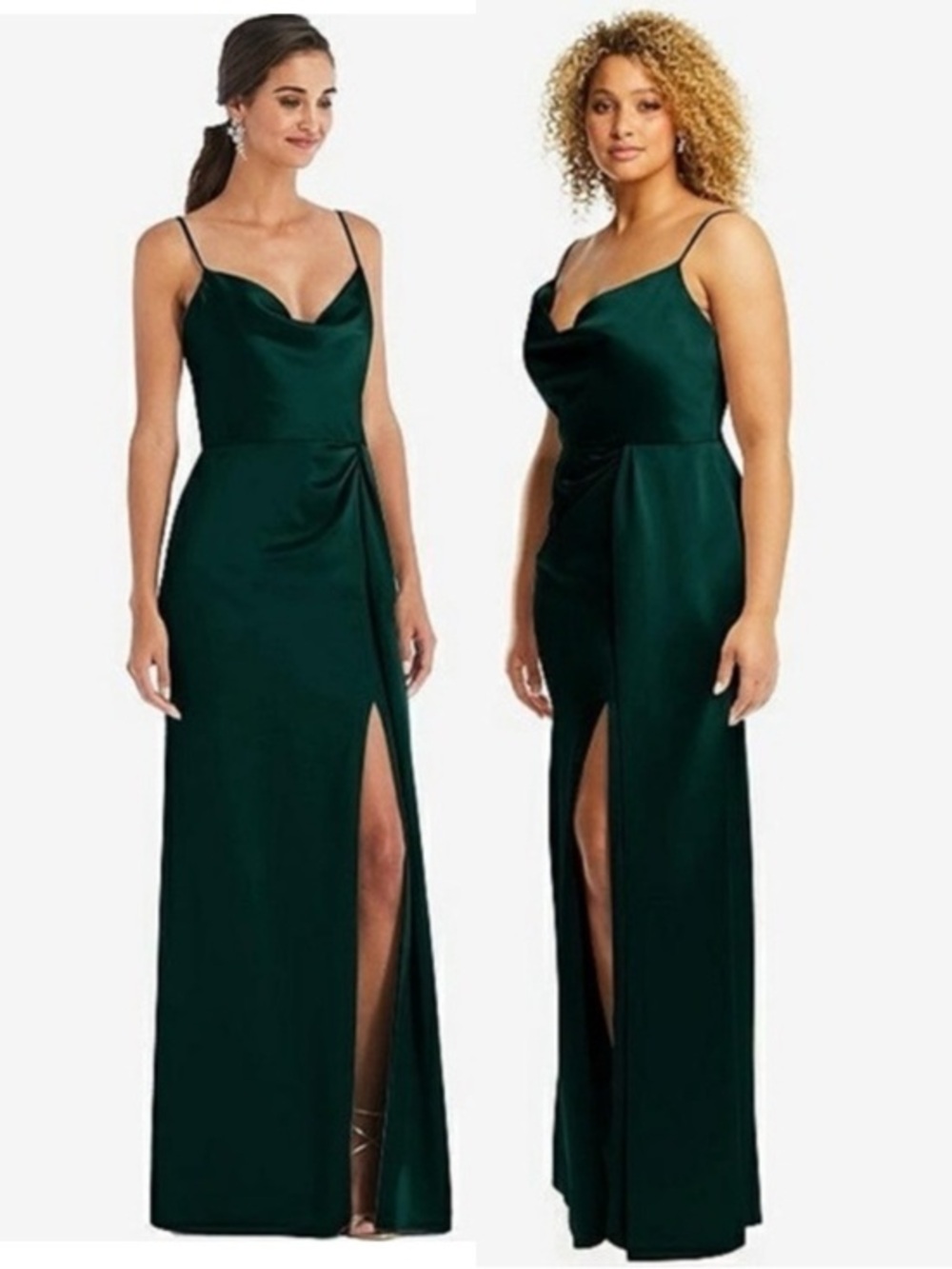 NWOT Dessy Collection Faux-Wrap Cowl-Neck Draped Maxi Dress Gown Size 16 3072
